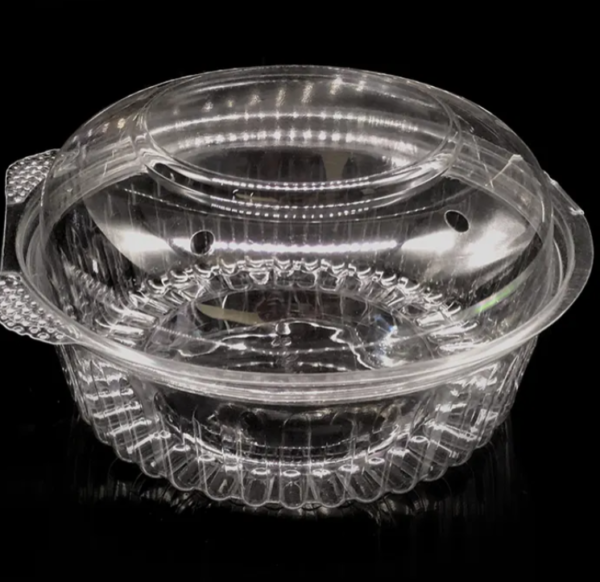 Disposable clear round Plastic takeaway reusable fruit salad bowl with lid - Image 6