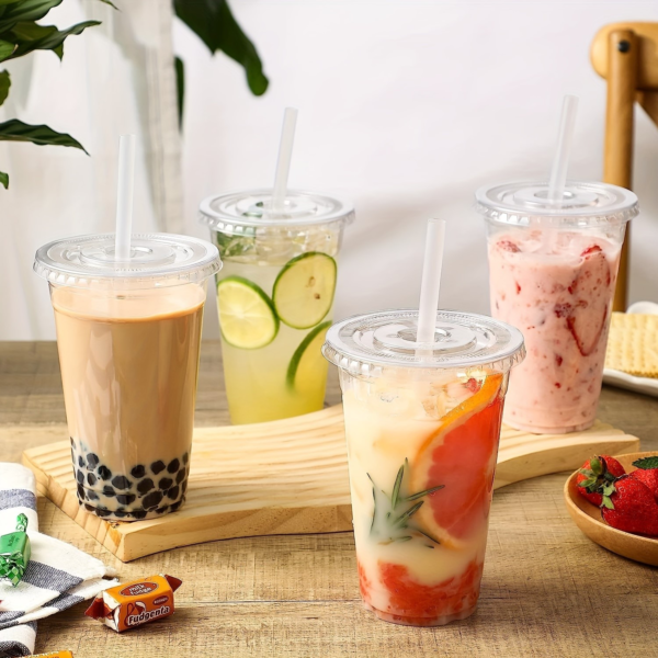 Clear Plastic Disposable Plastic Cups For Iced Coffee Bubble Boba Milk Tea Smoothie With Flat Lids Or Dome Lids Custom Logo - Image 8