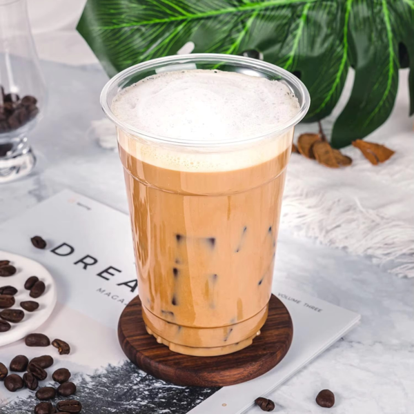 Clear Plastic Disposable Plastic Cups For Iced Coffee Bubble Boba Milk Tea Smoothie With Flat Lids Or Dome Lids Custom Logo